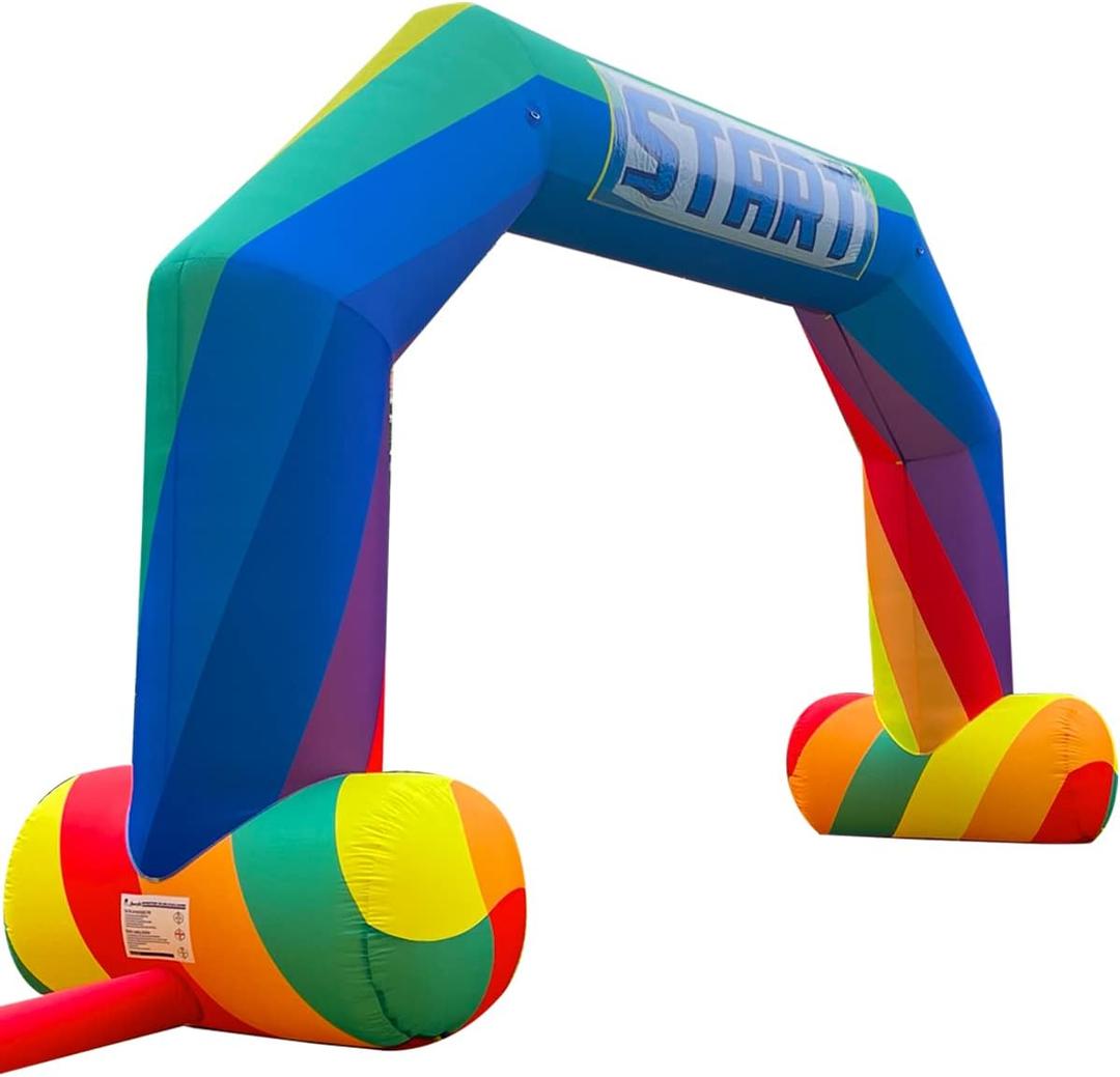 Sewinfla Inflatable Start Finish Line Rainbow Arch 20ft with 240W Blower, Outdoor Inflatable Archway for Party Race Advertising Commerce