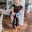 PRETTYGARDEN Jumpsuits for Women 2025 Dressy Casual Off Shoulder Romper Outfits Spring Vacation Travel Summer Lounge Clothes (Black)