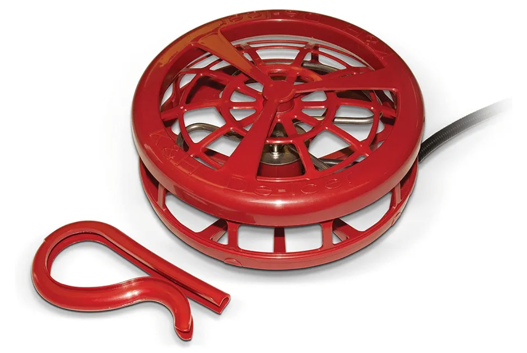 K&H Pet Products Stock Tank & Pond Heater, Ultimate Stock Tank Deicer w/ Cord Clip, Water Trough Heater for Horses, Cattle and Livestock, Full Cage, Floating, Submersible, Safety Listed - Red 500W