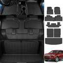 powoq 6-Seat Floor Mat Compatible with 2020-2025 Ford Explorer Trunk Mat TPE Backrest Mat Replacement for 2020-2022 2023 2024 2025 Ford Explorer Accessories(Rear Trunk Mat+ Backrest Mat+Floor mat)