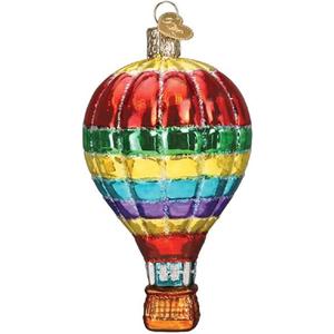 Old World Christmas Vibrant Hot Air Balloon Glass Blown Ornament for Christmas Tree, Handcrafted Holiday Decoration, Transportation Collection