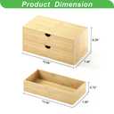 Wisuce Desk Organizer with Drawers - Bamboo Desktop Organizer Storage-Natural Wood Desk Drawers Organizer for Bills, Office Supplies, Cosmetics, Seals No Assembly Required(2 drawers with Shelf)
