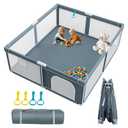 Foldable Baby Playpen - 71"79" Collapsible Play Pen for Babies and Toddlers - Indoor Outdoor Travel Playpen - Sturdy with Mesh View Portable Play Yard - Folding Play Pen with 4 Handles and Carry Bag