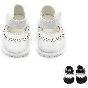 Doll Shoes Compatible with 17 cm Dolls, Versatile Doll Shoes with Custom Fit - Hook & Loop Fastening for Easy On/Off, Doll Accessories Secure for Bag Clip, No Doll(White)