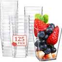 Eupako 125 Pack 5 OZ Plastic Mini Dessert Cups - Clear Small Parfait Cups, Square Appetizer Cups for Fruit, Pudding, Mousse, Ice Cream, Party, Wedding, Valentine's Day