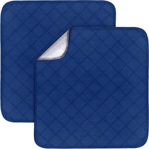 Waterproof Chair Pads for Incontinence 22" x 21", 2 Pack Non Slip Absorbent Wheelchair Reusable Seat Protector, Washable Seat Covers for Chairs, Navy (22x21 Inch)