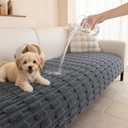 MYSKY HOME 100% Waterproof Couch Cover for Dog, Plush Pet Couch Covers for Sofa Washable, Couch Covers for 3 Cushion Sofa Pet Friendly, Non-Slip Sofa Cover Slipcover Protector, Dark Grey, 35"x71"