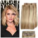 2 Pcs Short Clip in Hair Extensions, Human Hair Clip in Extensions for Women 8 Inch Honey Brown and Bleach Blonde