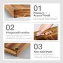 TIDITA 24 x 24 inch Acacia Wood Square Ottoman Tray Large Wooden Tray for Ottoman, Extra Large Ottoman Tray for Living Room, Coffee Table & Decorative Use (Acacia Color)