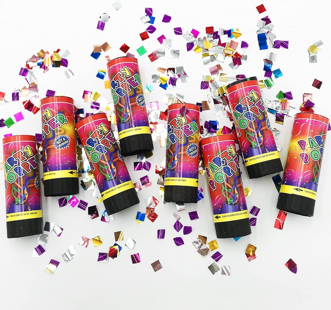 Confetti Poppers Cannons for Wedding Birthday Graduation Baby Shower Kids Fun Party Supplies Decorations and Favors (Colorful)