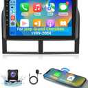Android 4G+64G Car Radio for Jeep Grand Cherokee 1999-2004 - 9 Inch HD Touch Screen Stereo with Wireless Carplay & Android Auto - 32 EQ DSP/WiFi/GPS/SWC/Split Screen + AHD Rear View Camera
