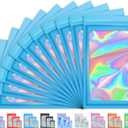 100 PCS Mylar Holographic Bags, Smell Proof Bags, Clear Resealable Bags, Valentines Day Decorations Gift Baggies for Bracelet, Lipgloss, Eyelash, Jewelry Packaging | Blue, 2.4x3.9 Inch