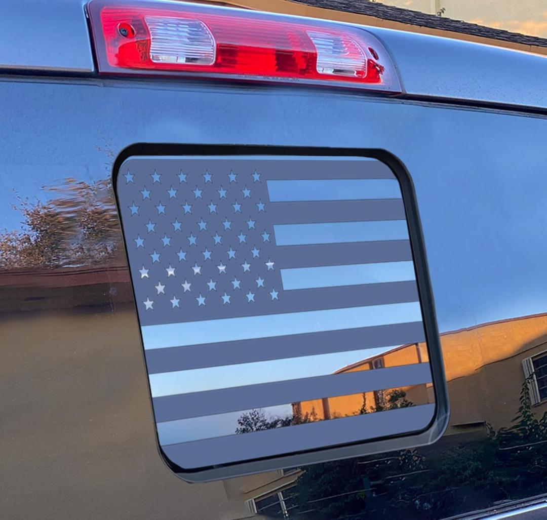for Jeep Gladiator JT 2020-2025 Rear Middle Window American Flag Decal, Truck Back Center Sliding Window Glass USA Flag Vinyl Sticker, for Jeep Gladiator Exterior Accessories (Matte Black)