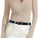 TOPACC 2 Pack Skinny Belts for Women Adjustable Thin Waist Belt with Gold Buckle for Dresses Pants Jeans Business Casual