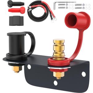 Joinfworld Remote Battery Terminals 3/8" Stud Battery Jump Post with Heavy Duty Mounting Bracket 250A Battery Charging Post Kit Marine Battery Charger Jumper Post for Auto UTV RV Truck Can-am