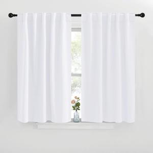NICETOWM Window Treatment Curtain Panels - (White Color) W42 x L40, 2 Pieces, Semi Blackout Window Treatment Drape Panel for Kids Bedroom
