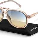 livho Trendy Polarized Aviator Sunglasses Women Men, Retro Sun Glasses for Women Men 2025, Oversized UV Protection Shades (Brown Tortoise/Brown & Clear Brown/Green Gradient Brown )