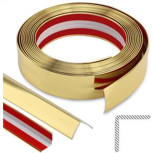 Gaahing Shiny Gold Multifunctional Molding Trim, Peel and Stick Inside Outside Corner Guards for Wall Table Edge Door Frame (16.4ft x 1.18inch)