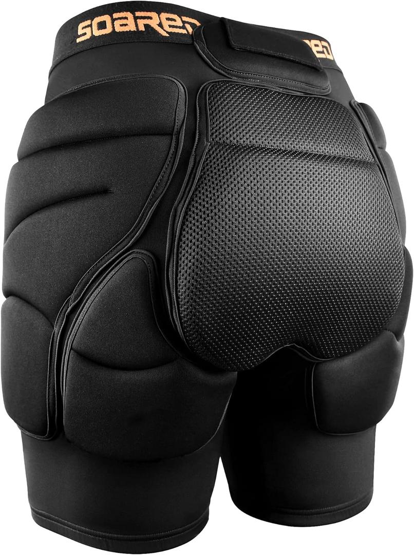 Soared 3D Protection Hip Butt XPE Padded Shorts for ski, ice Skating, Snowboarding, Skateboard for Men Women (Medium, Black)