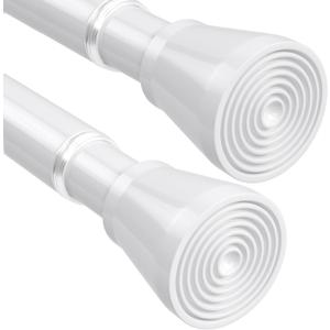 2Pack White Shower Curtain Rod 45 to 77 Inch, Shower Rods for Bathroom, Spring Tension Curtain Rod No Drilling for Windows Doors Closet Kitchen Wardrobe