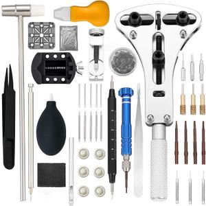 Watch Repair Kit with Watch Battery Replacement Tools, Watch Link Removal Kit, Dust Blower Airbags, Non-Slip Back Remover and Screwdriver for Professional Watch Repair