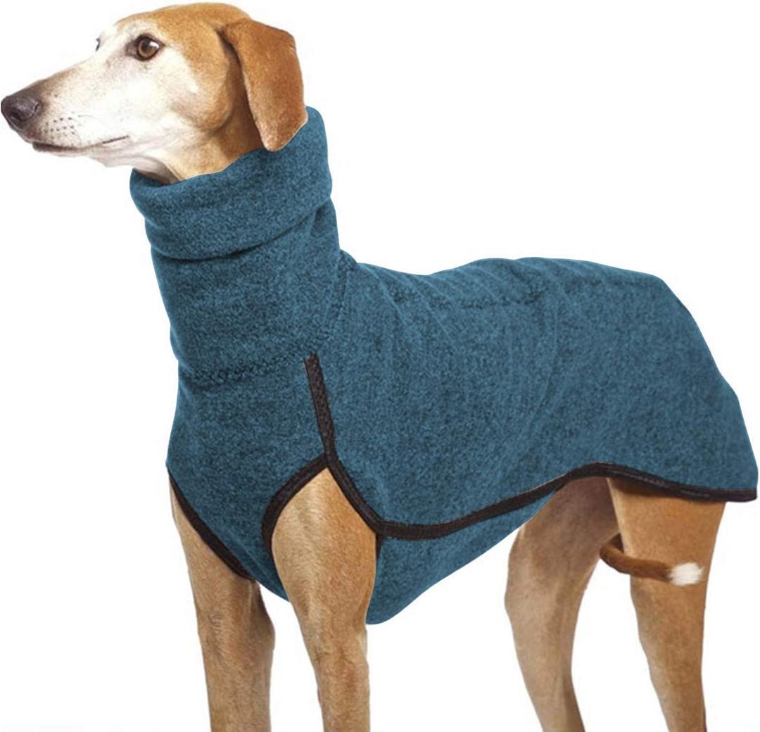 Esobo Fleece Dog Apparel Winter Warm Dog Coat Doggie Turtleneck Cozy Jacket Soft Shirt Vest Stylish Pet Outfits for Small Medium Large Dogs (Lake blue)