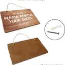Please Remove Your Shoes Sign Wooden Shoes Off Sign Decorative Take Off Shoes Sign No Shoes Wall Polite Sign Hanging for Front Door Home - Welcome, Please Remove Your Shoes, Thank You - 11 x 6 Inches