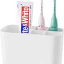 5 Slots Toothbrush Holders for Bathrooms, Wall Mounted Drill-Free Self-draining Wall Shower Holder for Toothbrush, Toothpaste, Razor, Removable for Bathroom Organizers and Storage(White)