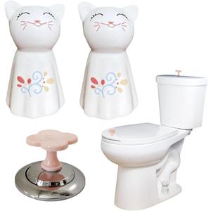 2Pcs Toilet Bolt Caps Decorative Animals Cat Ceramic Toilet Bolt Covers fit All Size Toilet Bolt Universal Toilet Caps