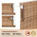 LazBlinds No Tools No Drill Cordless Bamboo Roman Shades, Light Filtering Window Treatment, Roll Up Bamboo Blinds for Windows 25'' W x 64'' H, Brown