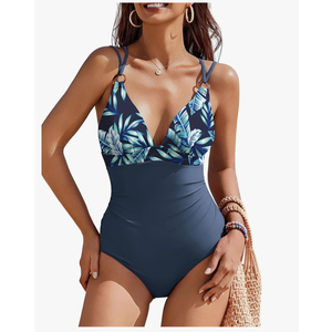 AI'MAGE Women's One Piece Swimsuit 2025 Tummy Control Bathing Suit Slimming O-Ring Swim Suits Crisscross Back Swimwear M