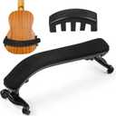 Violin Shoulder Rest for 4/4-3/4 Size with Comfortable Foam Pad & Height Adjustable Feet Ergonomic Violin Chin Rest Parts, Including a Violins Practice Mute(Black)