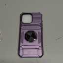 Case for iPhone 16 Pro Max Case Built-in Card Holder [Store 2 Cards] 360 Ring Kickstand Heavy Duty Shockproof Full Body Protective Wallet Cover for iPhone 16 Pro Max 6.9 inch Purple LM