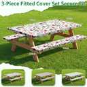 Picnic Table Cover with Bench Covers and Bag - Outdoor Camping Accessories Waterproof Camping Tablecloth with Elastic Edges Fitted Rectangle Tables and Seats