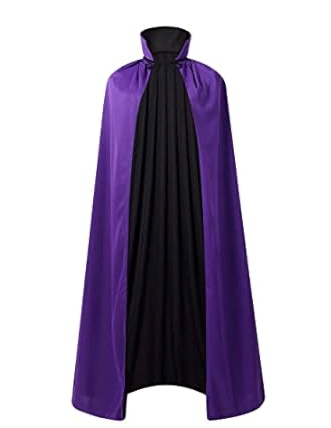 LMYOVE Black and Purple Reversible Cloak Halloween Christmas Cape Vampire Costume Masquerade Dracula Magician Devil Cosplay Stand Collar for Adult Kids(120CM/47)