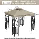 10x10ft Canopy Replacement Top, Double Tiered Pop-up Gazebo Covers Replacement with 12 Velcro, Waterproof UV Protective Nylon, Outdoor Shelter for Grill, Patio, Event, Trade Show (Khaki)