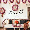 Halloween Tinsel Garland - Sparkling Metallic Pumpkin, Bat & Spider Decor, Twist Streamers for Indoor/Outdoor Halloween Party, Home, Tree, Fireplace, Classroom Decorations Orange, Black, Purple