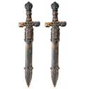 YOMENO 2 Pcs Pirate Sword Plastic Sword with Scabbard Fake Knife for Cosplay Costume Accessories Pirate Party Props Halloween Supplies 11.5 Inches (Bronze)