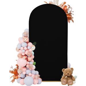 Arch Covers,Arch Backdrop Stand Fitted Cover for Wedding Birthday Party Ceremony Banquet Decoration(7.2FT,Black,Cover Only)