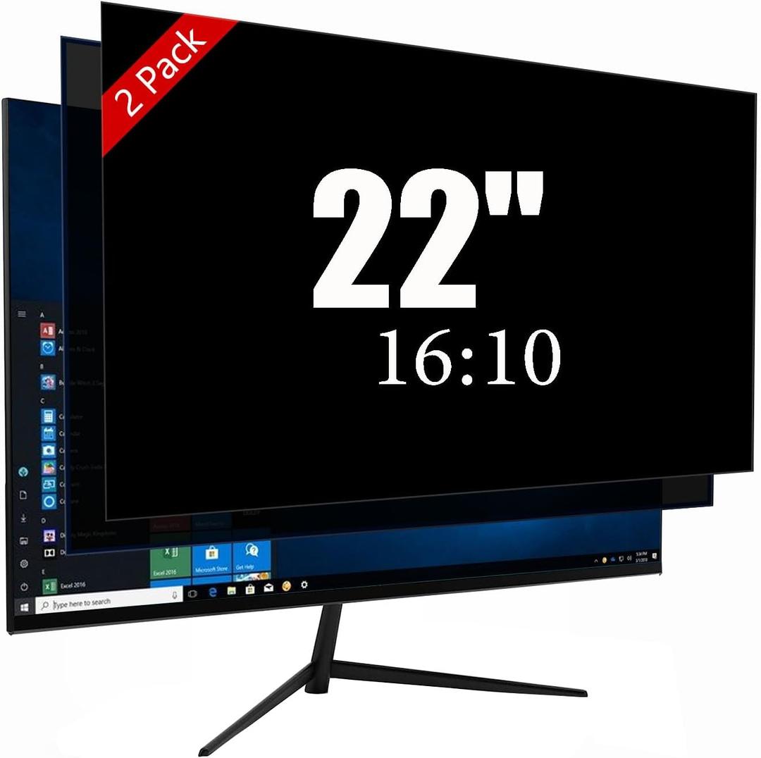 22 Inch Privacy Screen for Monitor with 16:10 Widescreen Monitor Blue Light Screen Protector - Anti-Glare - Anti-Scratch Protector Film for Data Confidentiality Privacy Shield [2 Pack]