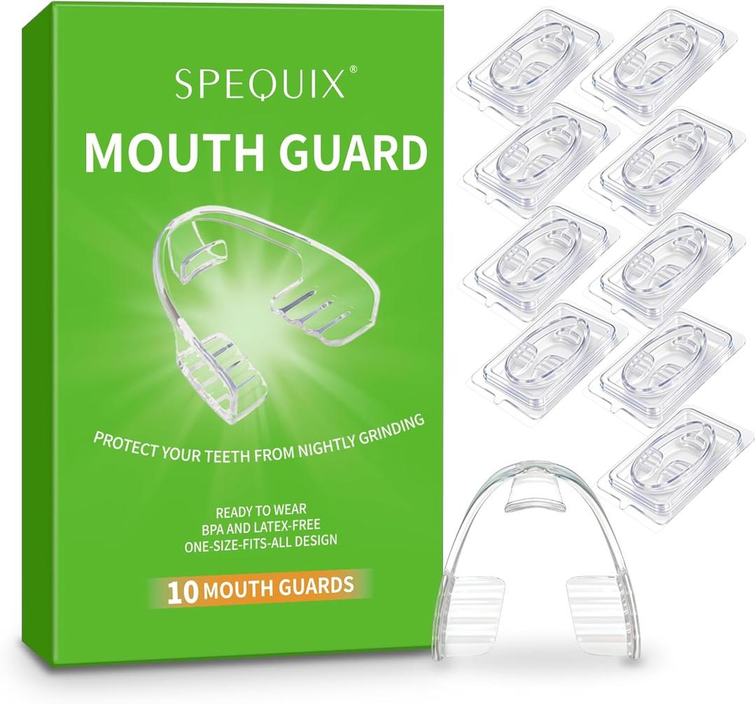 Mouth Guard for Grinding Teeth at Night, 10-Pack Night Guards for Teeth Grinding Comfortable Fit for Sleeping, Universal Size, Individually Wrapped, BPA-Free (Hook)