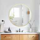 GAOMON Round Mirror 18 Inch, Metal Frame Wall Mirror, Circle Decorative Mirror for Bathroom Vanity, Living Room, Entryway, Foyer, Golden