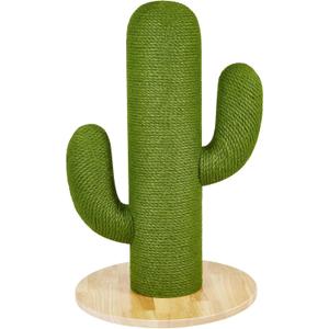 Cat Scratching Post with Solid Wood Base,27.55" Hx17.71 Lx17.71 W Tall Scratching Posts for Indoor Cats Adults,Cactus Thick Columns,Durable Lambswool and Jute,Large Scratcher Post (Small)