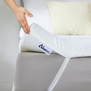 Memory Foam Mattress Topper, 3 inch King Mattress Topper with Removable Soft Cover, Bed Topper for Dorm, Travel, Guest Mat, Non-Slip Design & Pressure Relief Back Pain, White