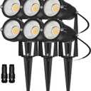 REEGOLD Low Voltage Landscape Lights Outdoor: 7W 700LM LED Landscape Lighting with Connectors for Tree Garden Yard Pathway | 12V 24V Warm White 2700K Spotlights | IP65 Waterproof | 6 Pack