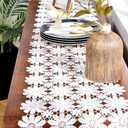 Vetableclothlve White Lace Table Runner, Summer Daisy Wildflower Table Runners 60Inches Doilies for Furniture,Brunch Buffet Decorations,Wedding Party Table Dector
