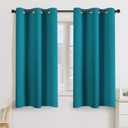 Turquoize Teal Blackout Window Drapes Room Darkening Themal Insulated Grommet/Eyelet Top Nursery/Living Room Curtains for Bedroom/Living Room Each Panel 42 in X 63 in (W X L) (Set of 2 Panels)