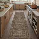 2'6x12 Washable Runner Rug for Hallway Kitchen Vintage Brown Non Slip Low Pile Carpet Traditional Retro Soft Throw Rug for Bathroom Bedroom Entryway Indoor Entrance
