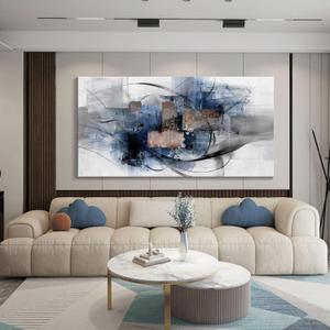 Mofutinpo Canvas Wall Art for Living Room, Bedroom, Office - Large Wall Art Decor - Abstract Wall Art - Modern Black and White Paintings,Blue and Grey Wall Decor, Artwork and Pictures for Wall 2448 (gray)