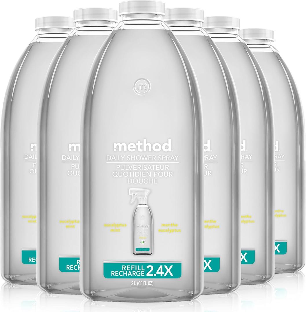Method Daily Shower Spray Cleaner Refill; Eucalyptus Mint; 68 Ounce; 6 pack
